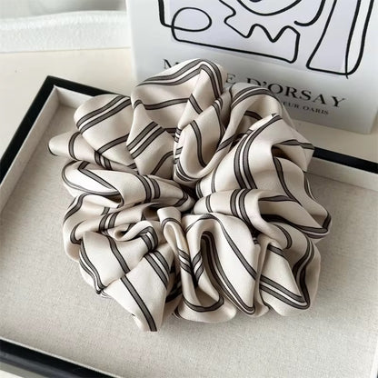 (Bundle of 2pcs) XXL scrunchies fashionable Satin Plaid Large Scrunchies Elastic Hair Band Hair Accessories for Women (16cm)