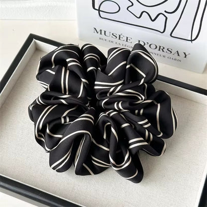 (Bundle of 2pcs) XXL scrunchies fashionable Satin Plaid Large Scrunchies Elastic Hair Band Hair Accessories for Women (16cm)