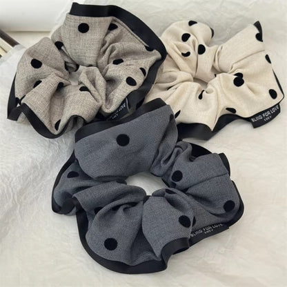 (Bundle of 3pcs ) Neu eingetroffen: Elegante Haargummis aus Stoff mit Polka-Dots, 15cm groß, 3er-Set für Damen