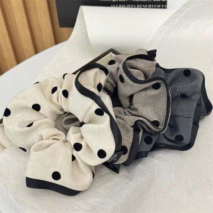 (Bundle of 3pcs ) Neu eingetroffen: Elegante Haargummis aus Stoff mit Polka-Dots, 15cm groß, 3er-Set für Damen