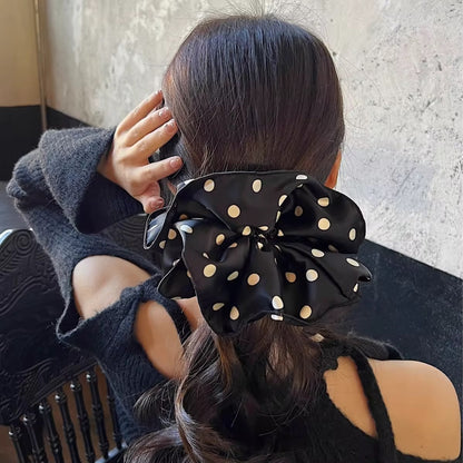 (Bundle of 2pcs ) New Arrival Elegant Oversized Polka Dot Fabric Hair Scrunchies for Women (12cm)